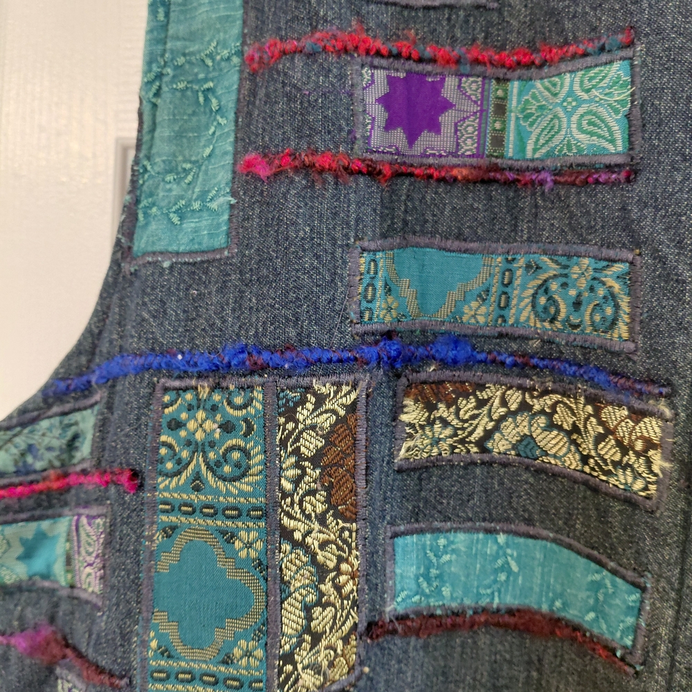 Patchwork Denim Vest - Multicolor - image 7